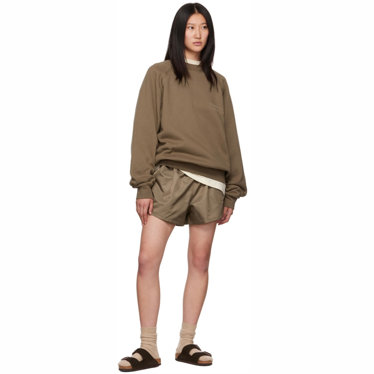 ESSENTIALS BROWN UNISEX CREWNECK SWEATSHIRT