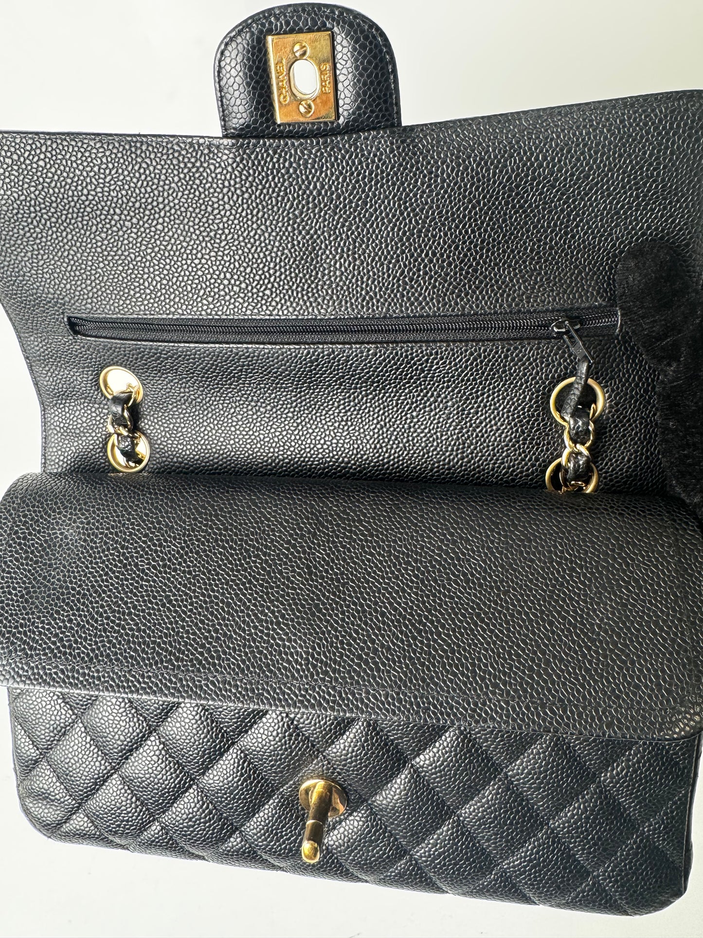 CHANEL CC MEDIUM CAVIAR BLACK WITH GHW
