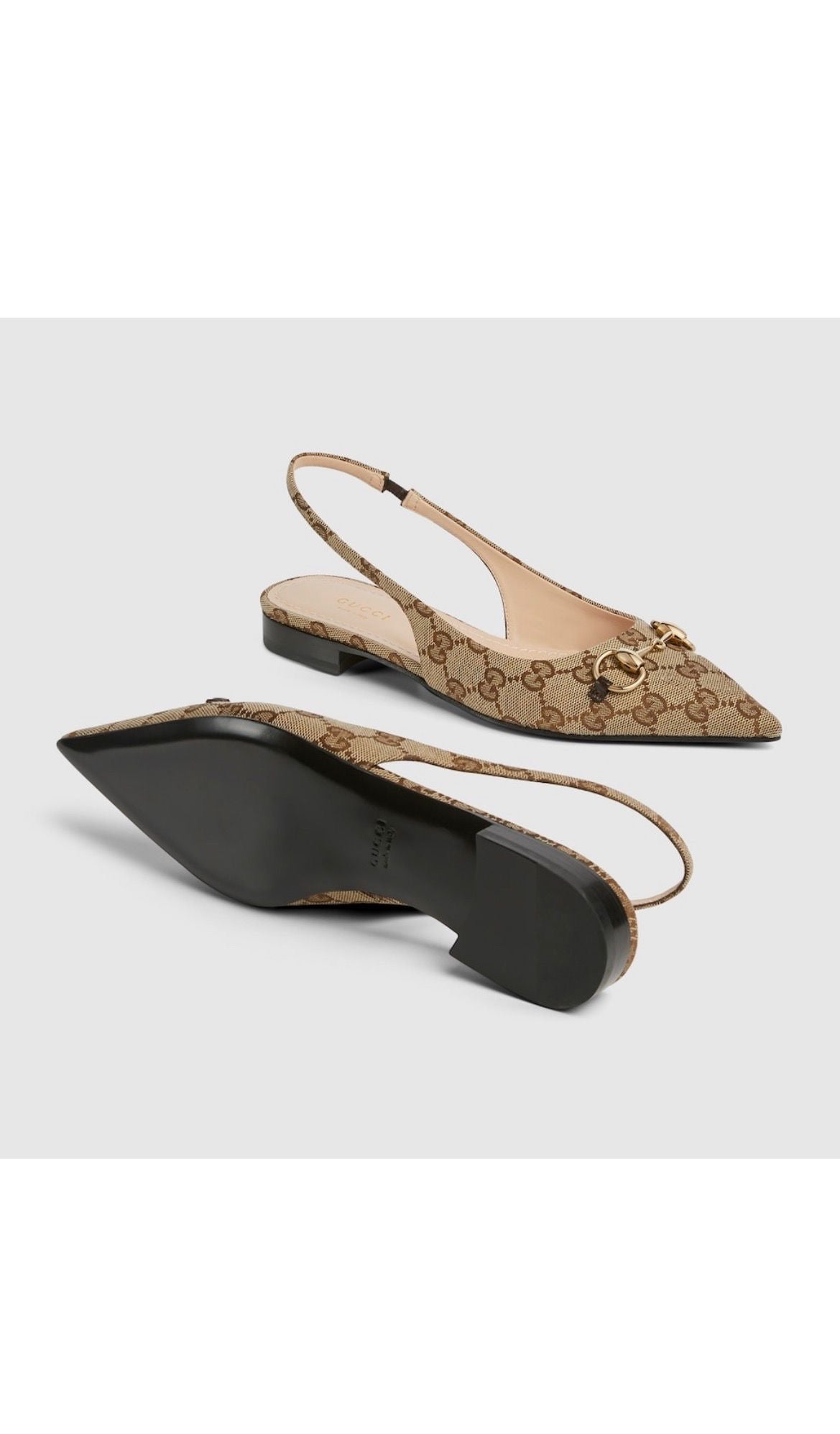 GUCCI SLING BACK HORSEBIT FLATS