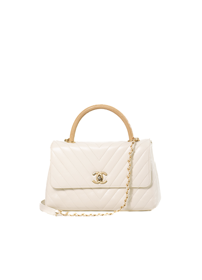 CHANEL CC COCO LIZARD TOP HANDLE SMALL QUILTED