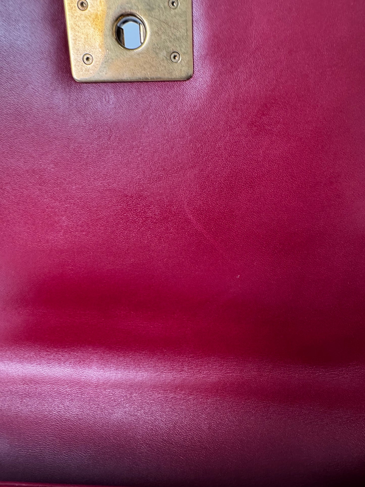 CHANEL CC DARK RED QUILTED CALFSKIN LARGE BOY BAG