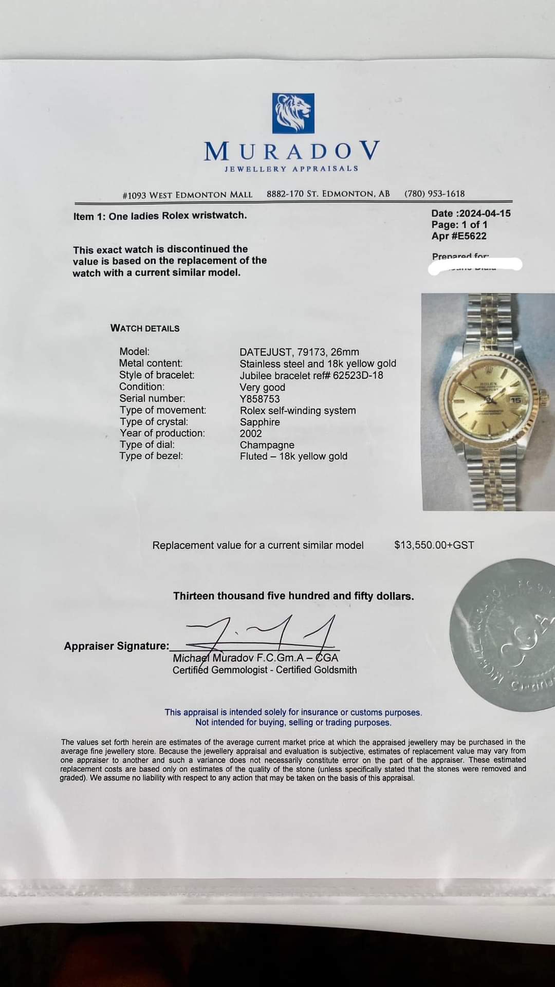 ROLEX DATEJUST WATCH