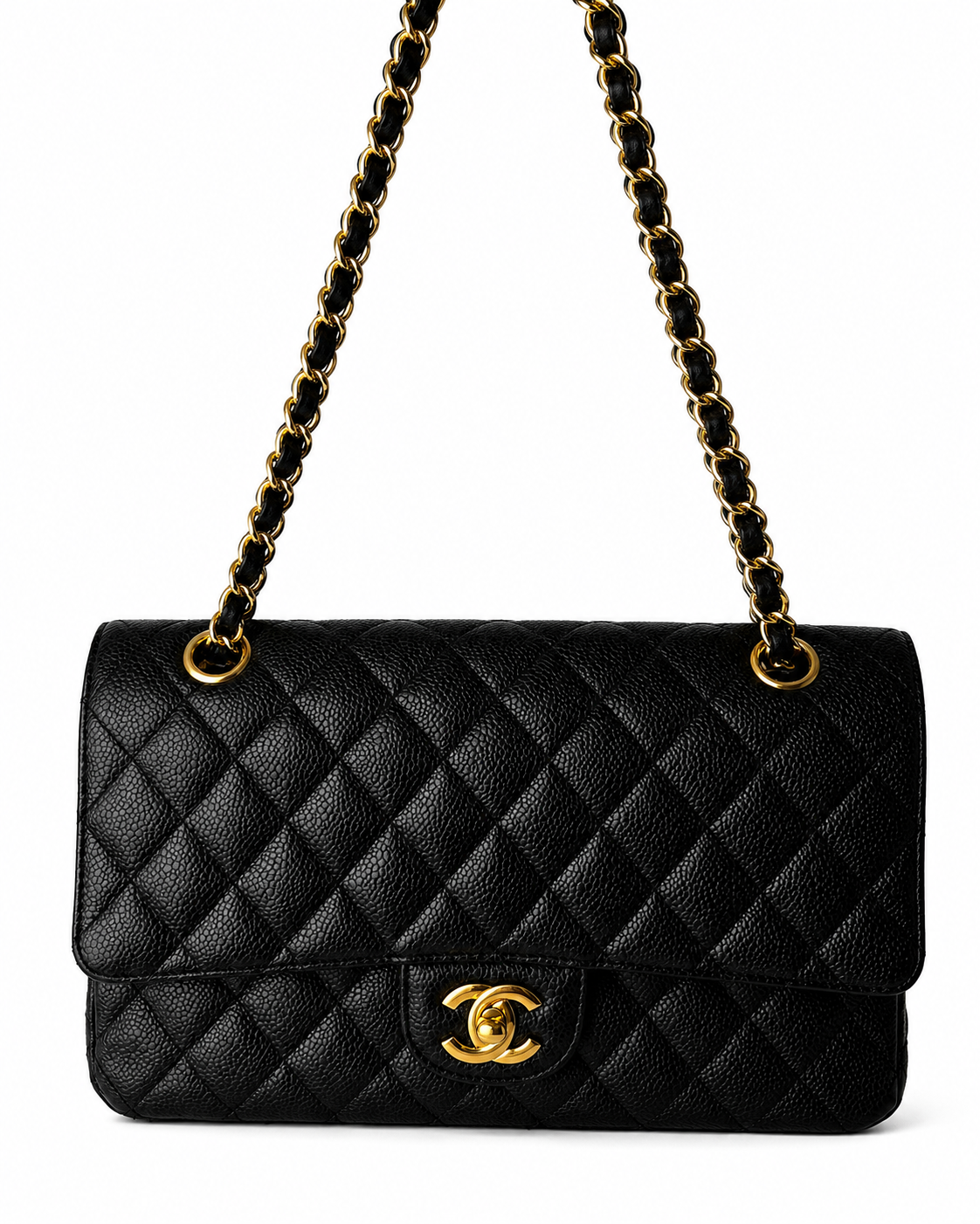 CHANEL CC MEDIUM CAVIAR BLACK WITH GHW