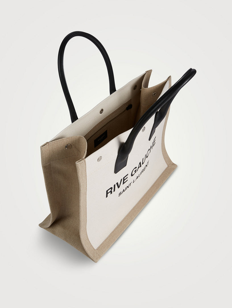 YVES SAINT LAURENT YSL RIVE GAUCHE CANVAS SMALL TOTE BAG