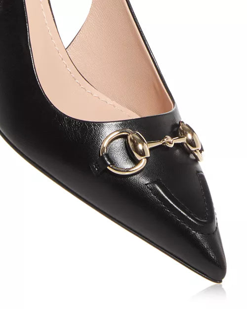 GUCCI HORSEBIT GG SLINGBACK KITTEN HEELS