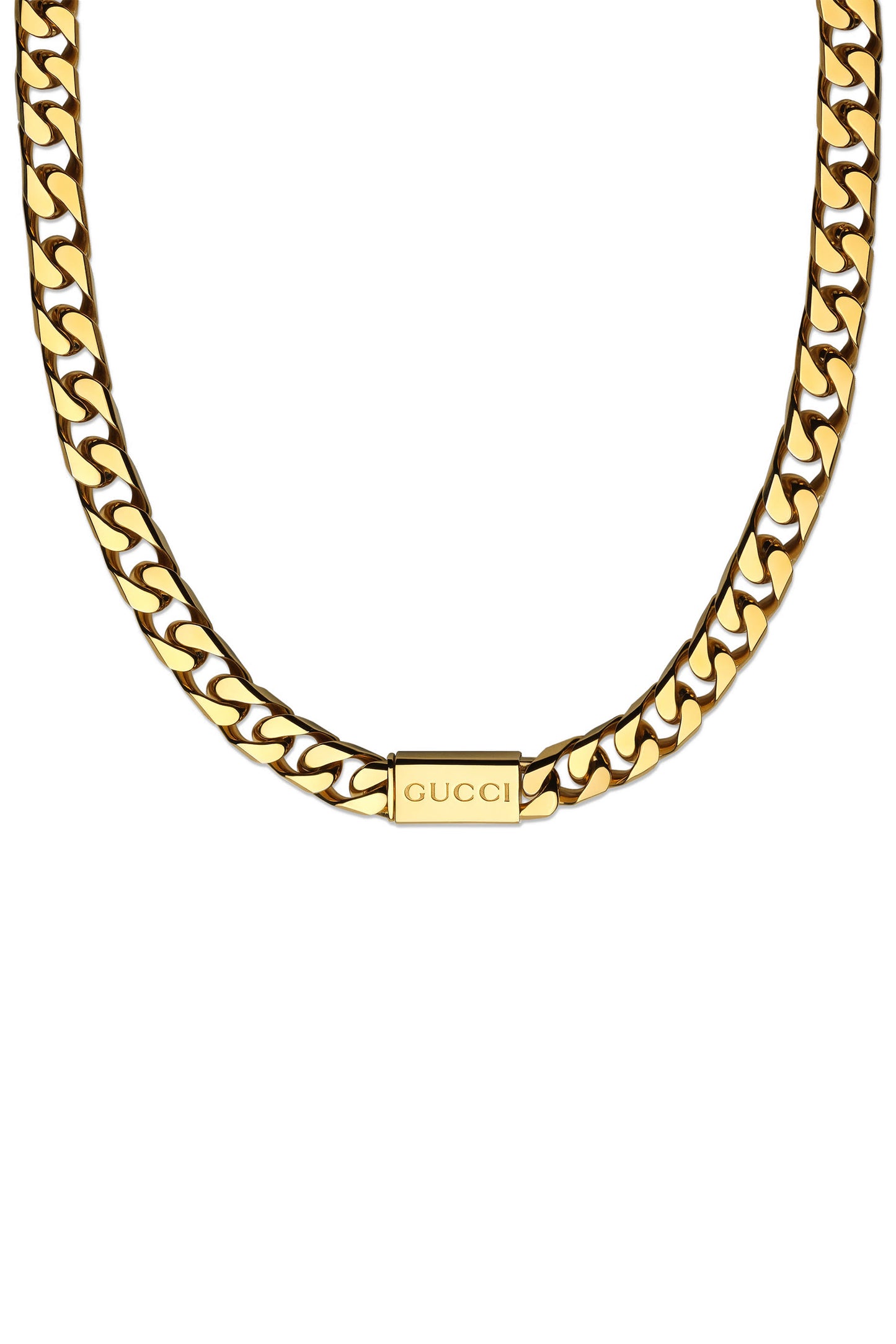 GUCCI GG LOGO SCRIPT TAG CHAIN NECKLACE