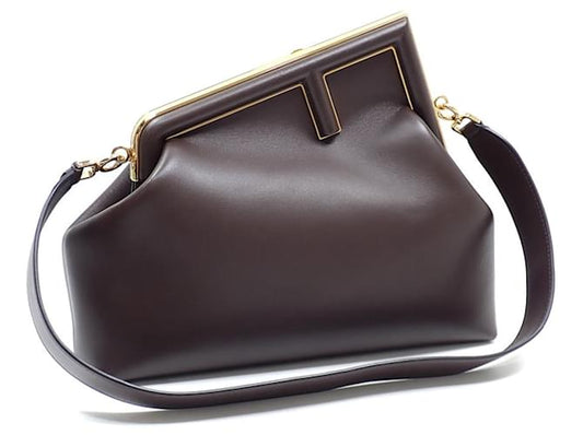 FENDI FIRST MEDIUM NAPPA BAG DARK BROWN