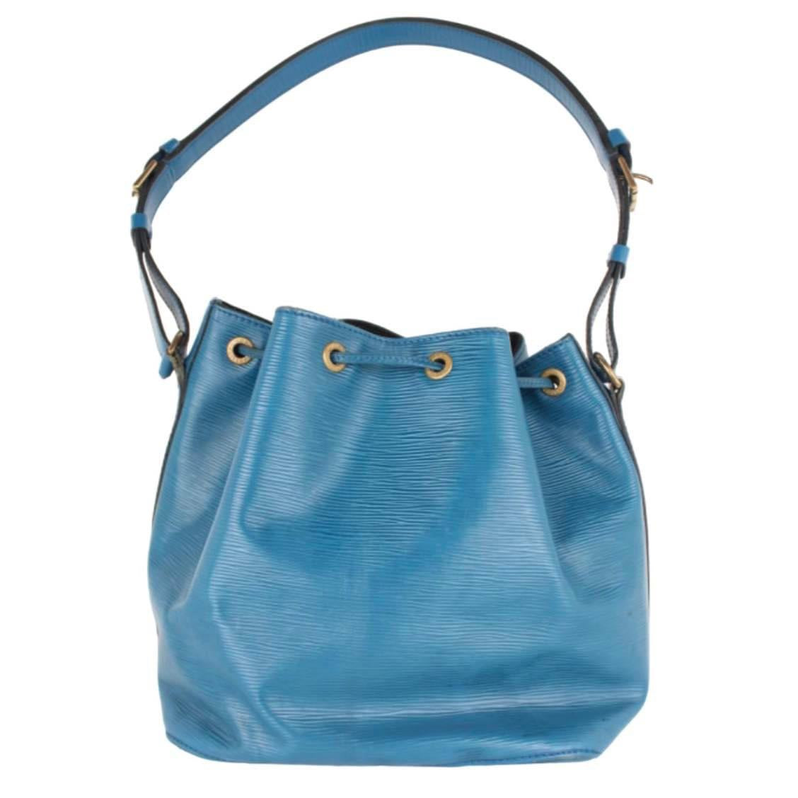 LOUIS VUITTON BLUE TOLDEO EPI NOE DRAWSTRING BUCKET BAG