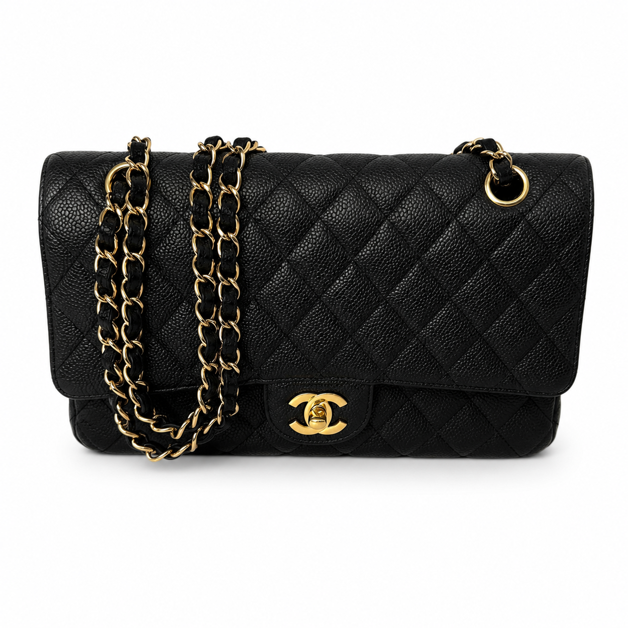 CHANEL CC MEDIUM CAVIAR BLACK WITH GHW
