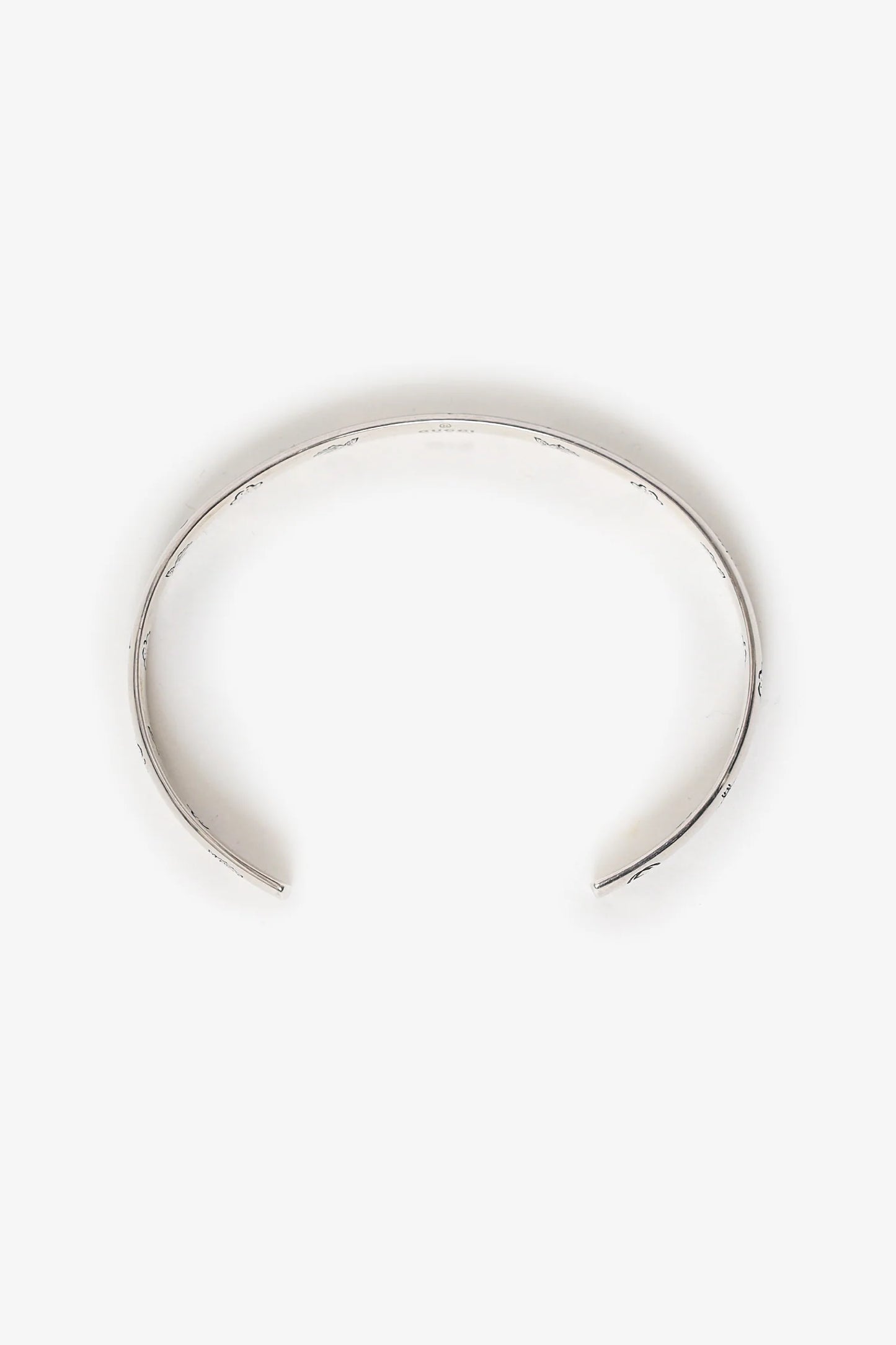 GUCCI GG STERLING SILVER 6MM BLIND FOR LOVE CUFF BRACELET