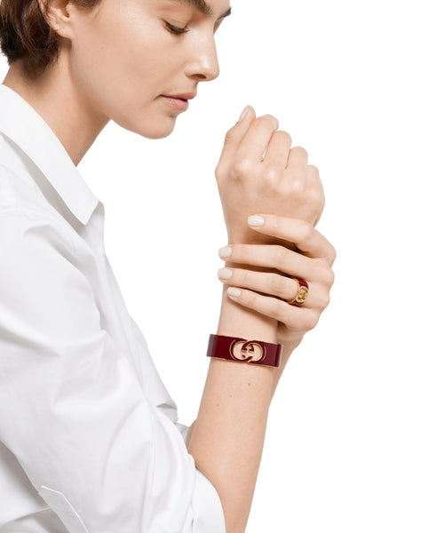 GUCCI GG ENAMEL BANGLE INTERLOCKING  BRACELET