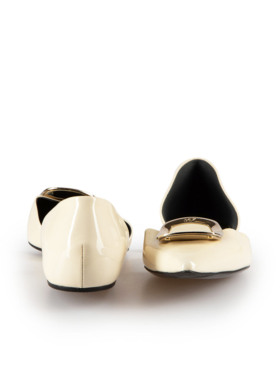 ROGER VIVIER CHIPS D’ORSAY WHITE PATENT BALLET FLATS