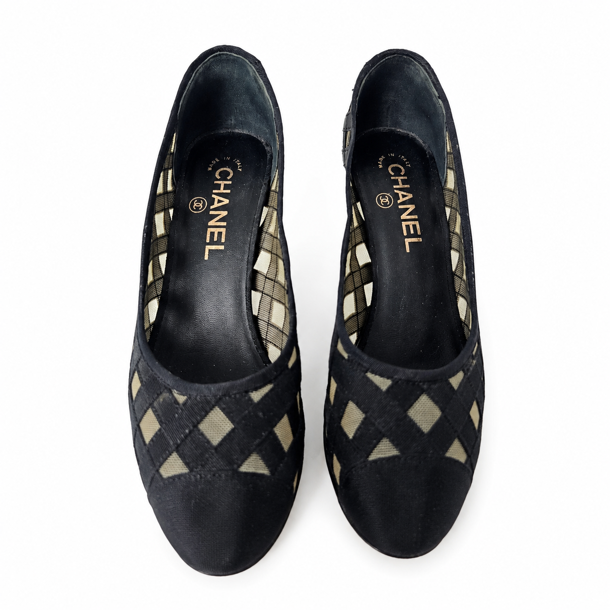 CHANEL CC CAPTOE LATTICE MESH PUMP