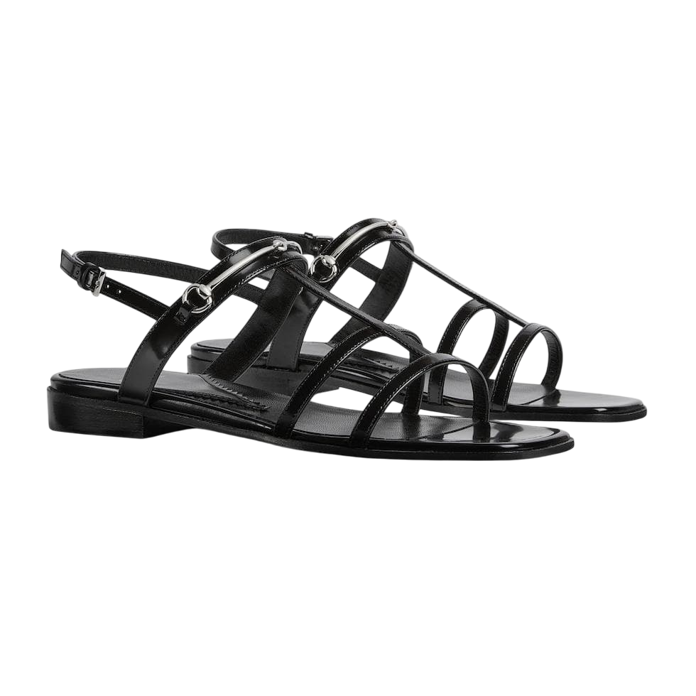 GUCCI GG SLIM HORSEBIT FLAT SANDAL