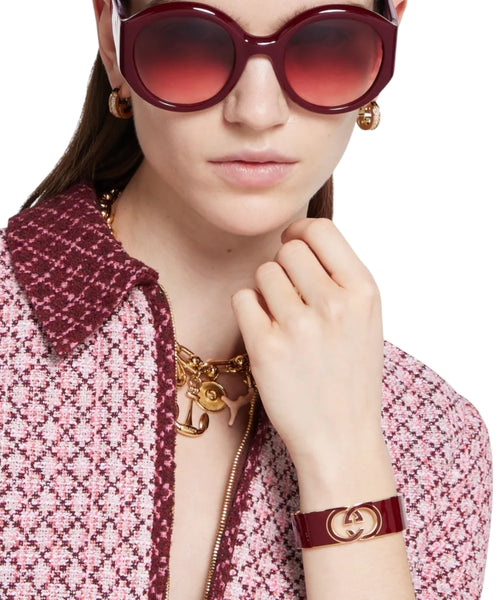 GUCCI GG ENAMEL BANGLE INTERLOCKING  BRACELET