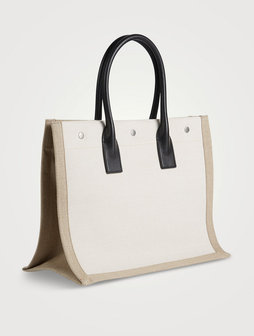 YVES SAINT LAURENT YSL RIVE GAUCHE CANVAS SMALL TOTE BAG