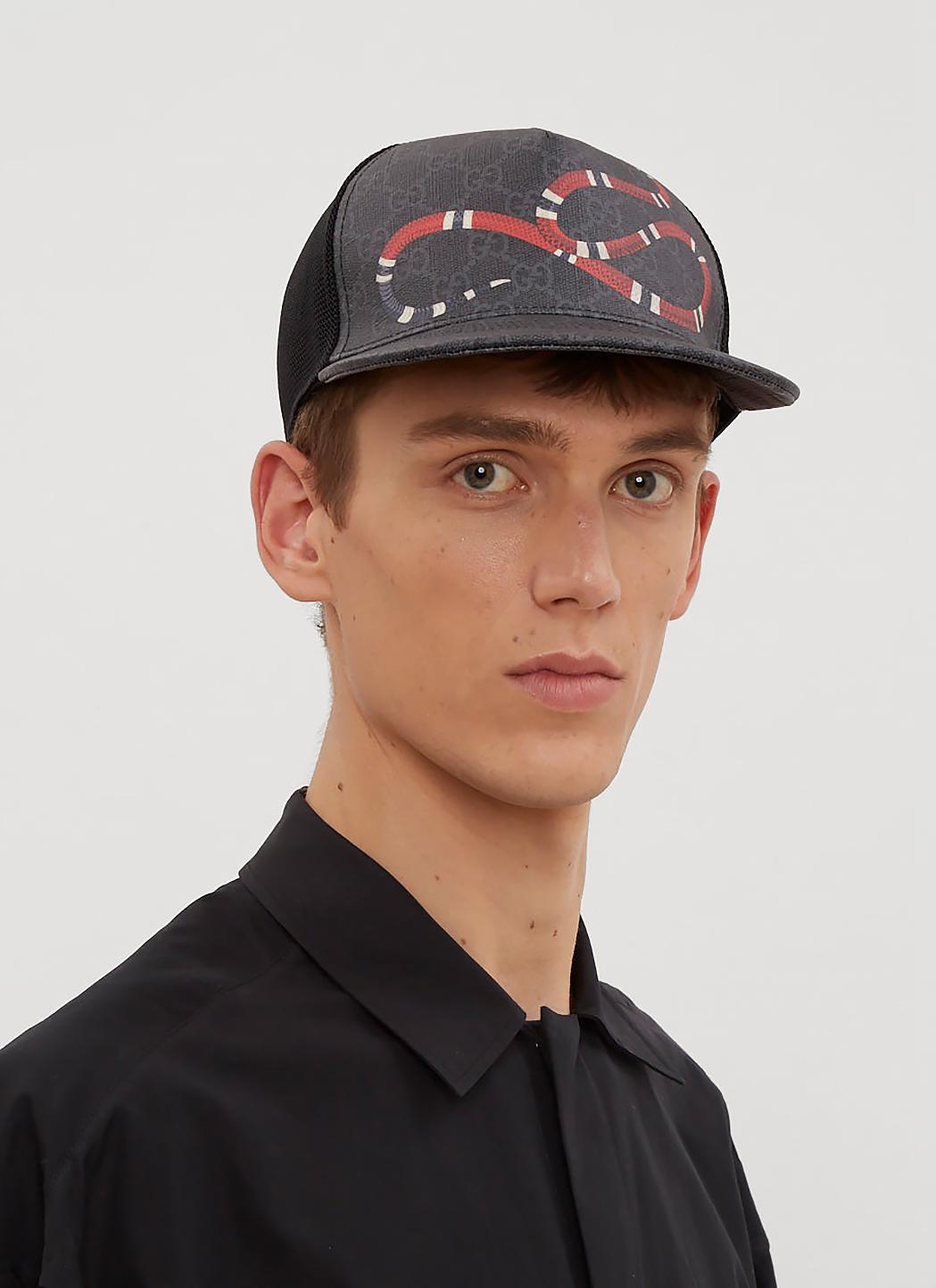 GUCCI GG BLACK SNAKE SUPREME JACQUARD BASEBALL UNISEX CAP