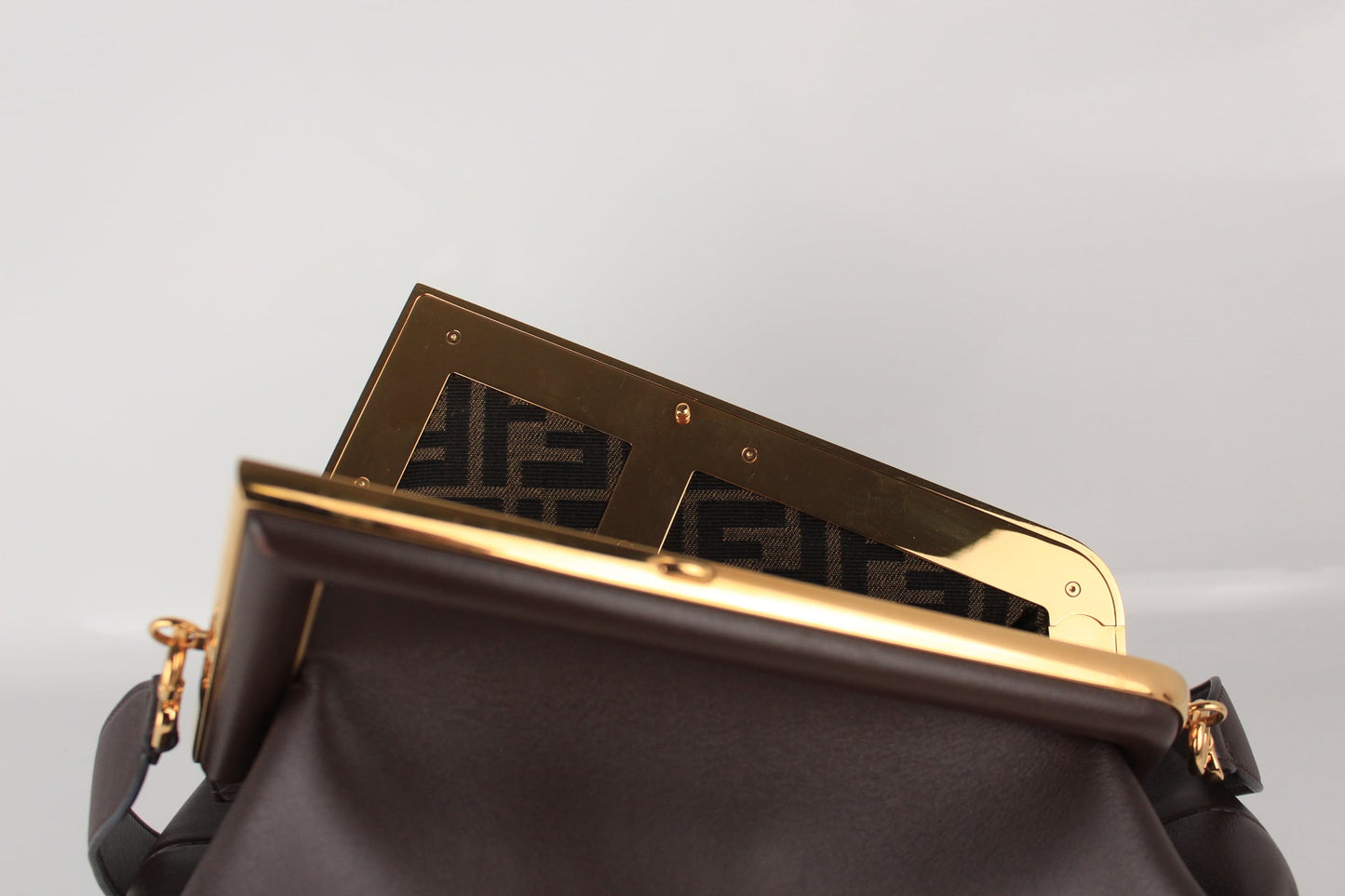 FENDI FIRST MEDIUM NAPPA BAG DARK BROWN