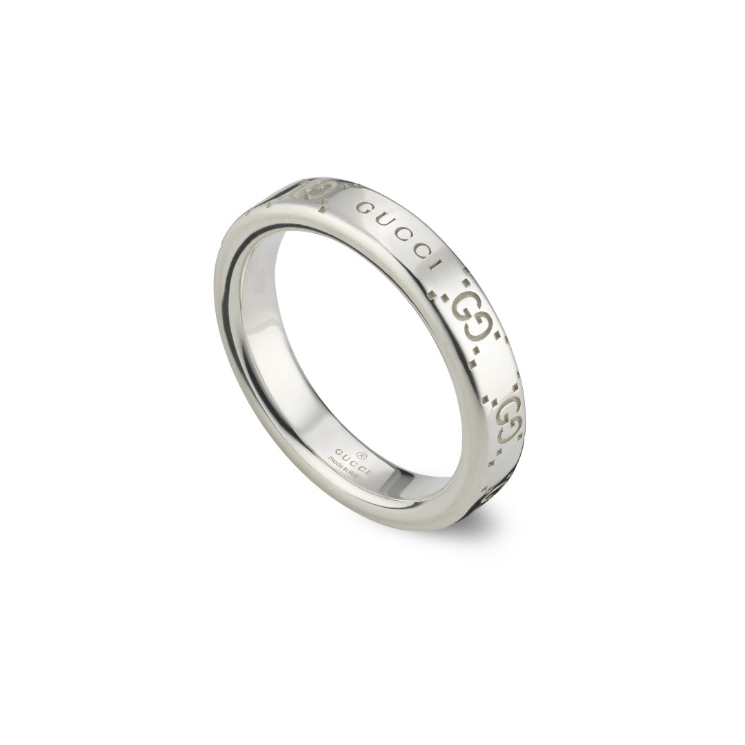 GUCCI GG STERLING SILVER THIN 4MM RING