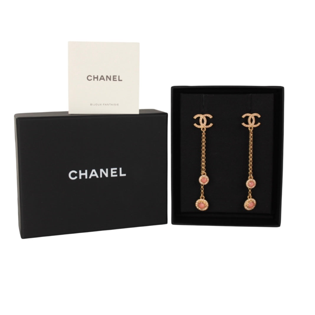 CHANEL CC DROPPED EARRINGS CC LOGO CRYSTAL