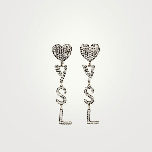 SAINT LAURENT OPYUM YSL HEART CLIP-ON EARRINGS