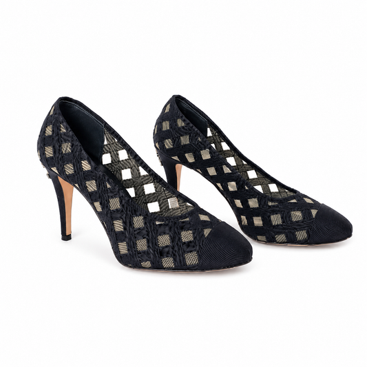 CHANEL CC CAPTOE LATTICE MESH PUMP
