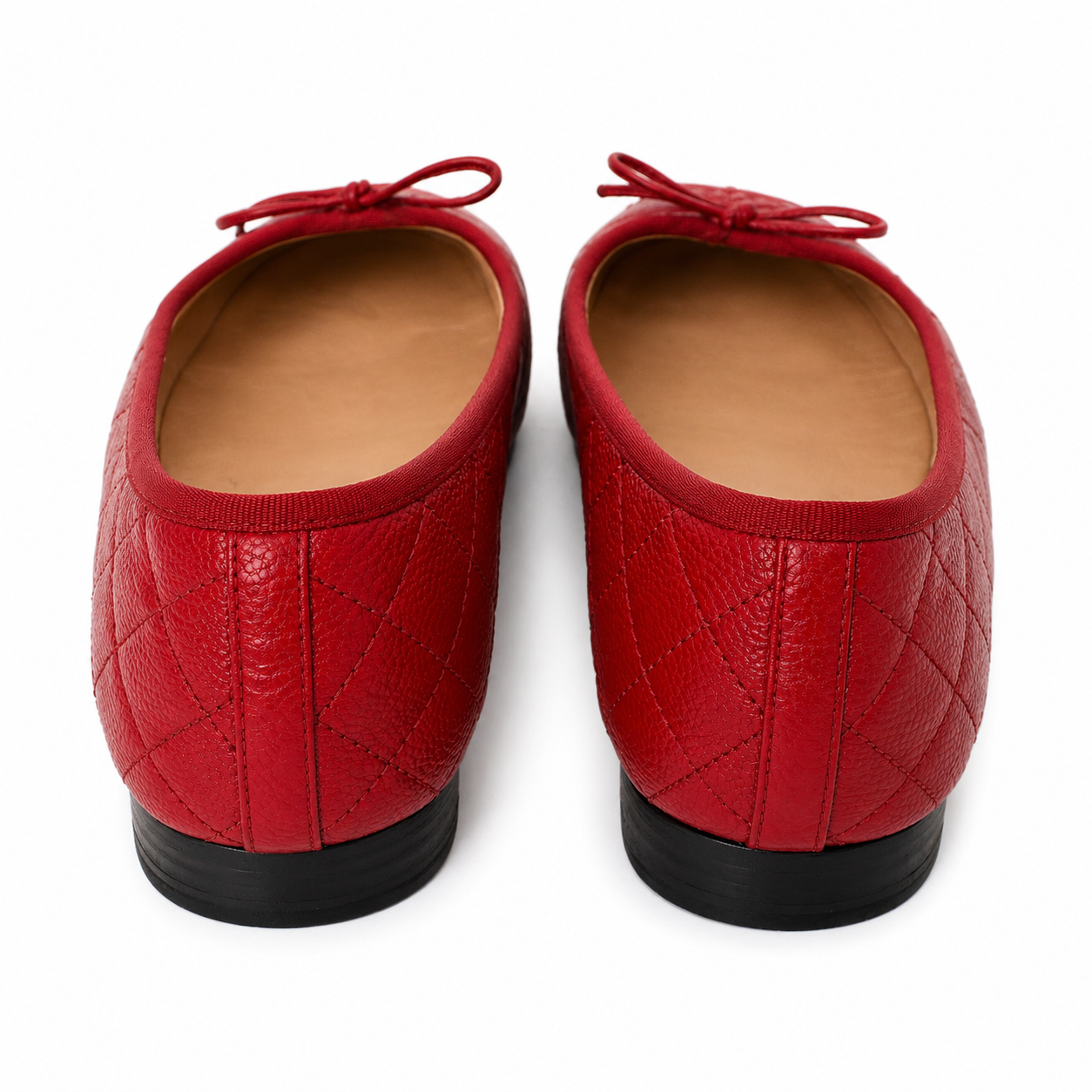 CHANEL CC QUILTER LEATHER CAP TOE BALLET FLATS