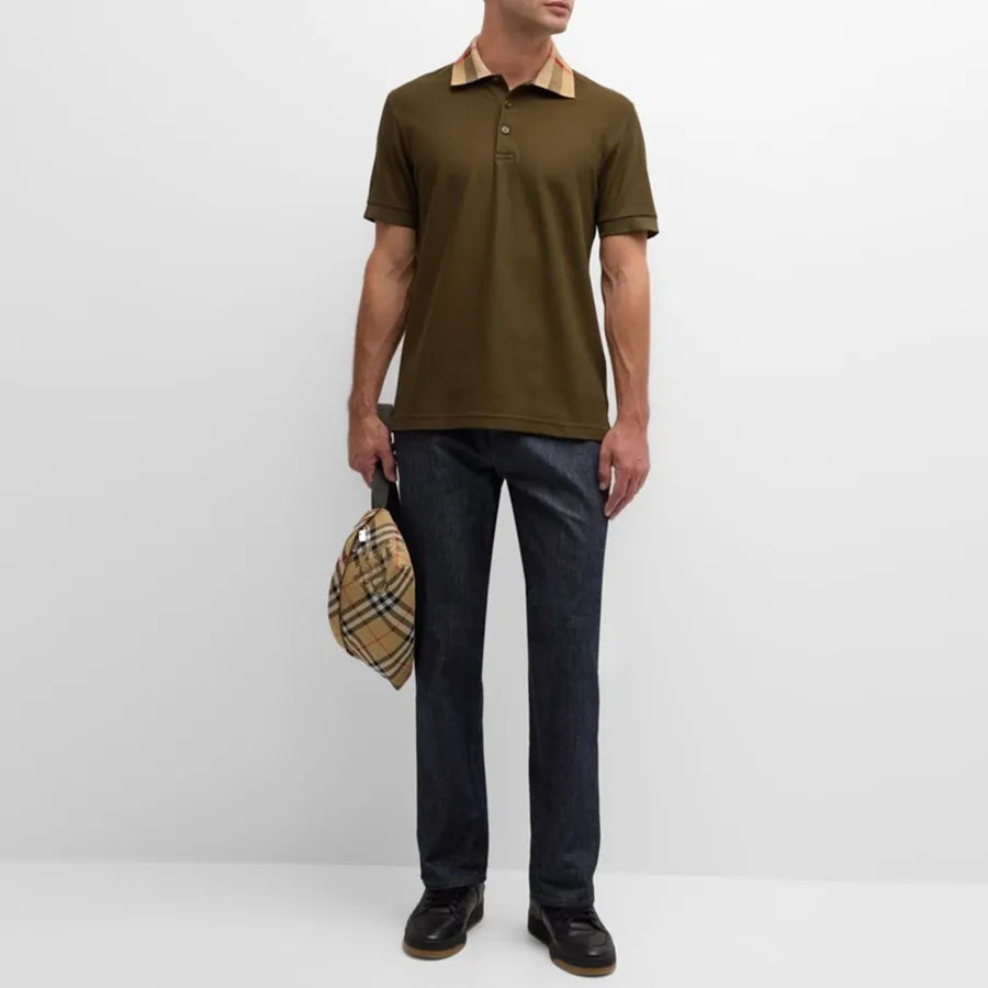 BURBERRY UNISEXCHECK COLLAR COTTON POLO SHIRT
