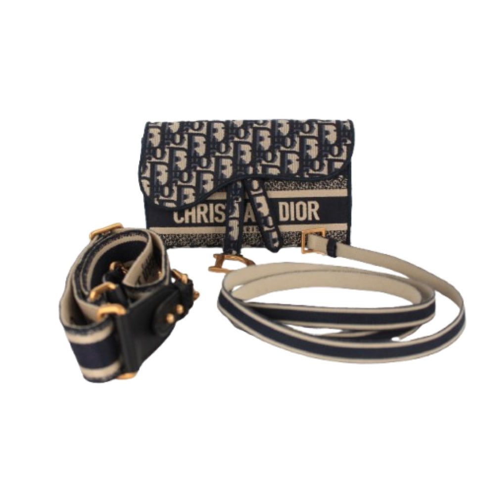 CHRISTIAN DIOR OBLIQUE SLIM SADDLE POUCH/ CROSSBODY/ BELT BAG