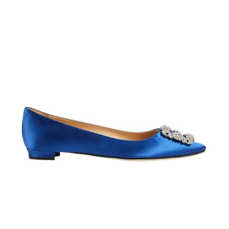 MANOLO BLAHNIK HANGISI SATIN BALLET FLATS