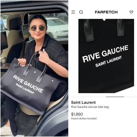 YVES SAINT LAURENT YSL RIVE GAUCHE  BLACK LARGE TOTE