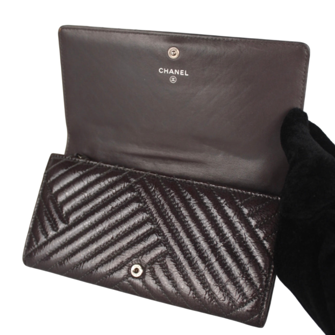 CHANEL DARK BROWN LONG WALLET