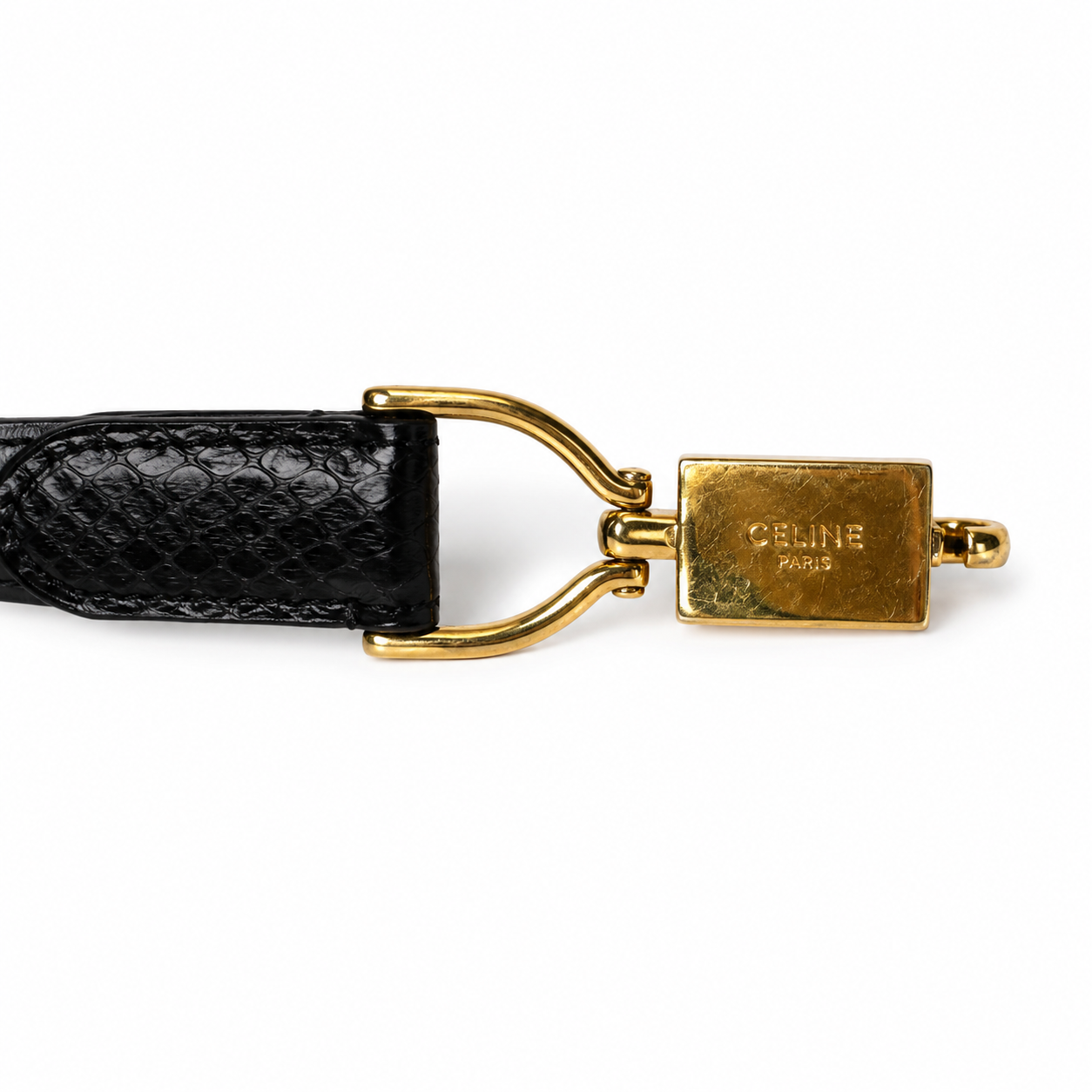 CELINE TRIOMPHE  CROC WOMENS ADJUSTABLE LEATHER BELT