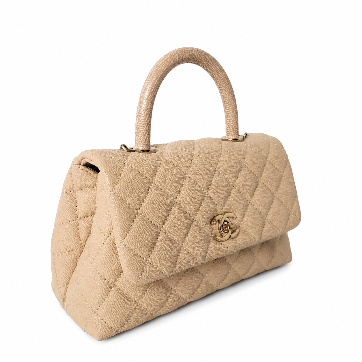 CHANEL CC TOP HANDLE MINI CAVIAR BEIGE