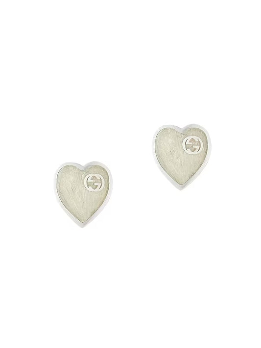 GUCCI GG ENAMEL HEART EARRINGS