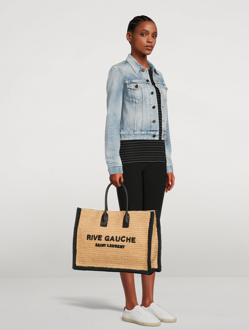 YVES SAINT LAURENT YSL RIVE GAUCHE RAFFIA TOTE BAG