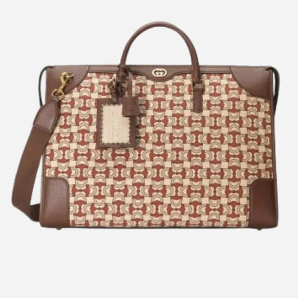 GUCCI INTERLOCKING G JACQUARD DUFFLE BAG