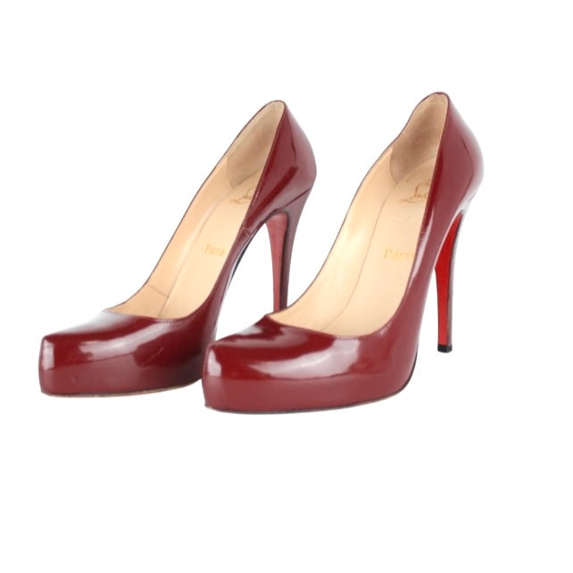 CHRISTIAN LOUBOUTIN BORDEAUX PATENT LEATHER PUMPS