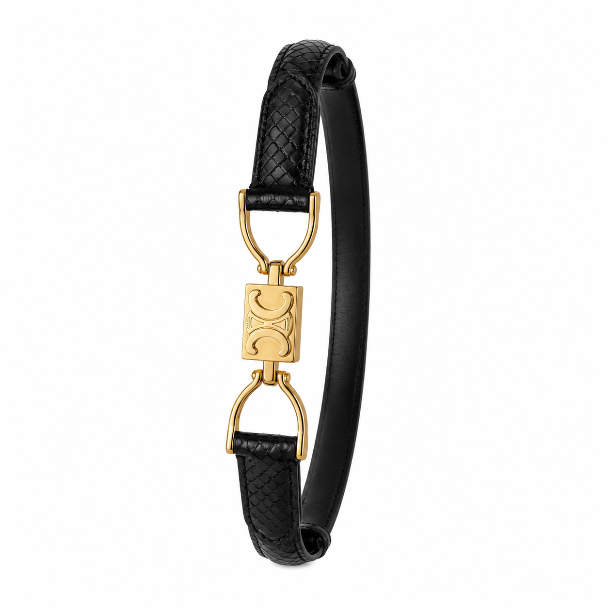 CELINE TRIOMPHE  CROC WOMENS ADJUSTABLE LEATHER BELT