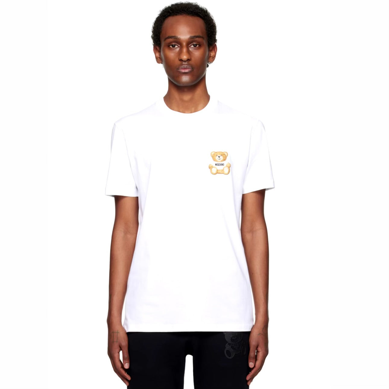 MOSCHINO BLACK TEDDY PATCH T-SHIRT WHITE