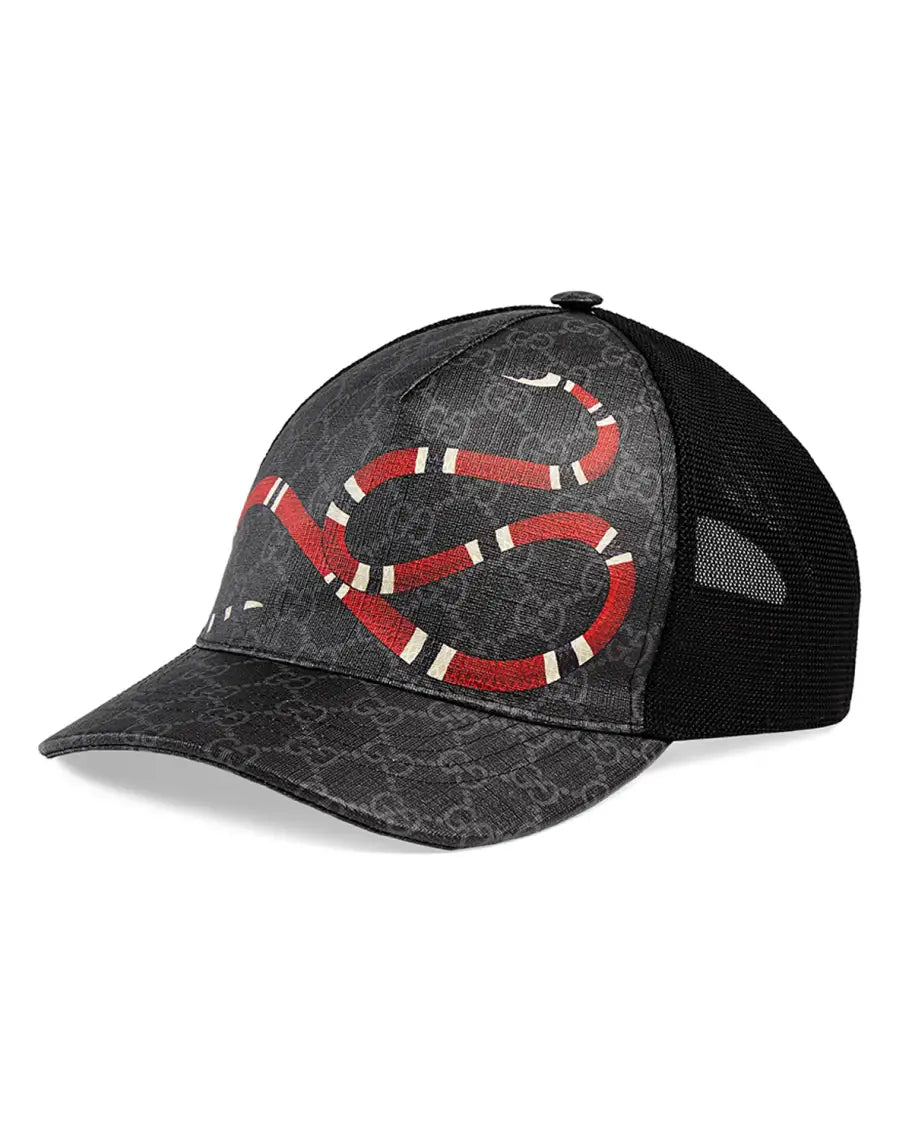 GUCCI GG BLACK SNAKE SUPREME JACQUARD BASEBALL UNISEX CAP