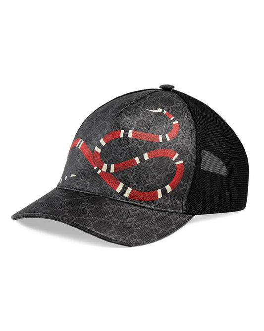 GUCCI GG BLACK SNAKE SUPREME JACQUARD BASEBALL UNISEX CAP