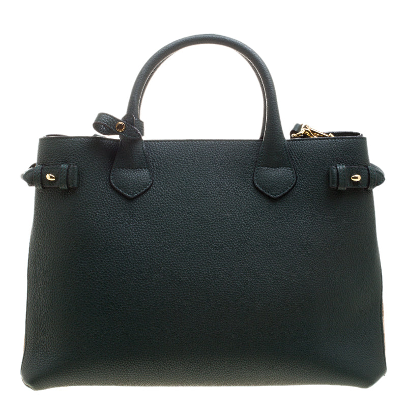 BURBERRY BB BANNER CHECK MEDIUM TOTE BAG