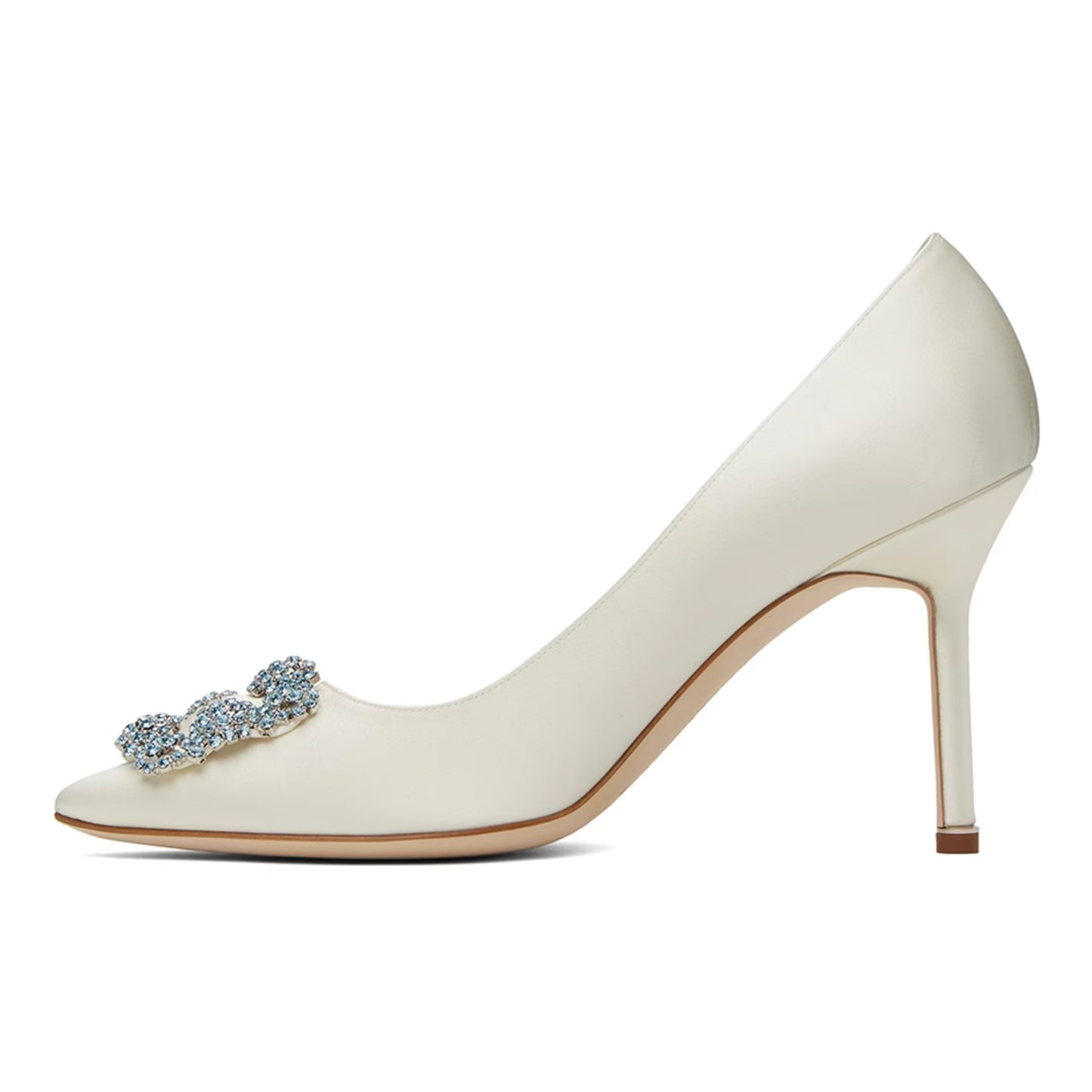 MANOLO BLAHNIK OFF-WHITE HANGISI BRIDAL HEELS