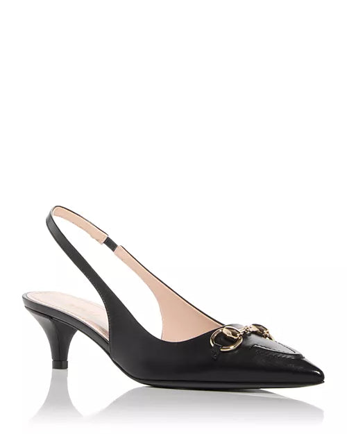 GUCCI HORSEBIT GG SLINGBACK KITTEN HEELS