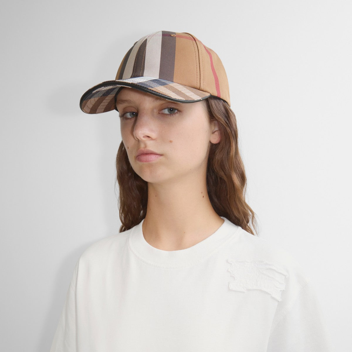 BURBERRY UNISEX LOGO  DETAIL EXAGGERATED CHECK COTTON BASEBALL CAP