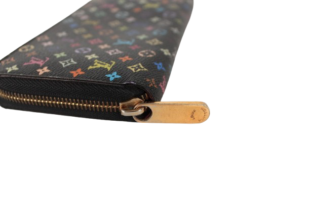 LOUIS VUITTON LV BLACK MONOGRAM MULTICOLOR CANVAS ZIPPY WALLET