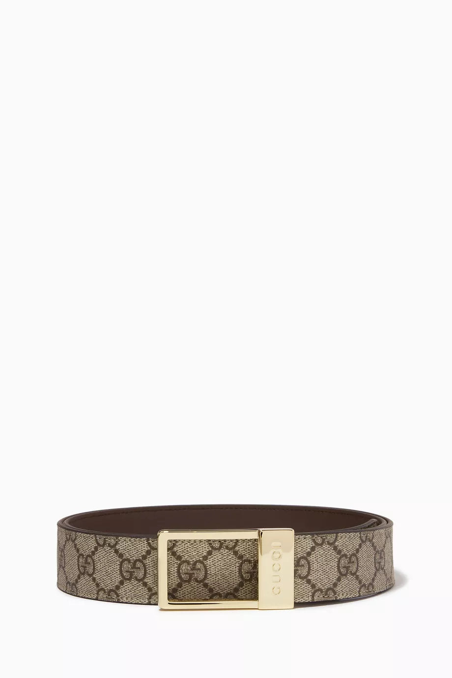 GUCCI GG UNISEX SUPREME RECTANGULAR BUCKLE LEATHER BELT