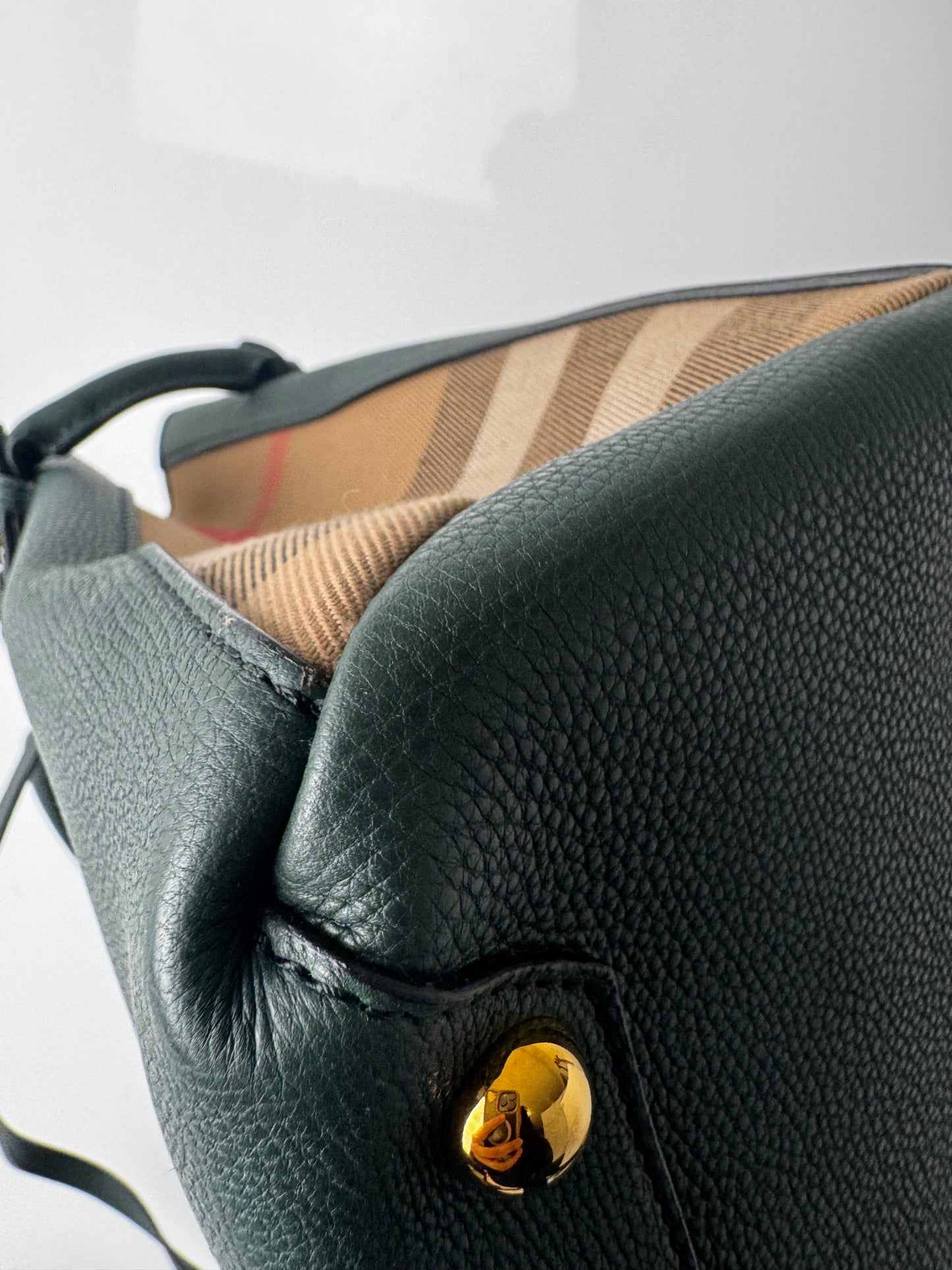 BURBERRY BB BANNER CHECK MEDIUM TOTE BAG
