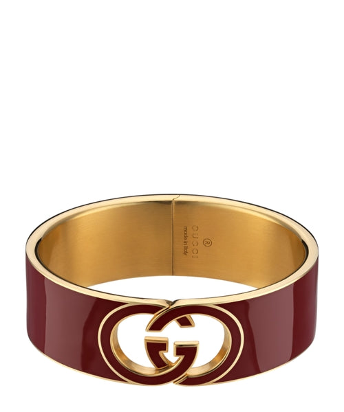 GUCCI GG ENAMEL BANGLE INTERLOCKING  BRACELET